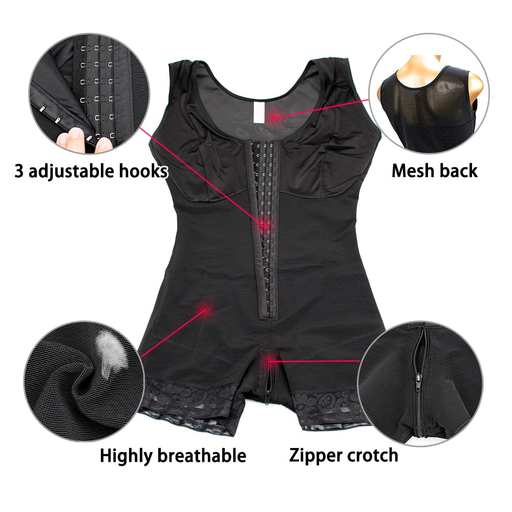 Full Body Shaper for Women Tummy Control Shapewear Waist Trainer  Compression Girdle Thigh Slimmer Bodysuit Zipper Adjustable 