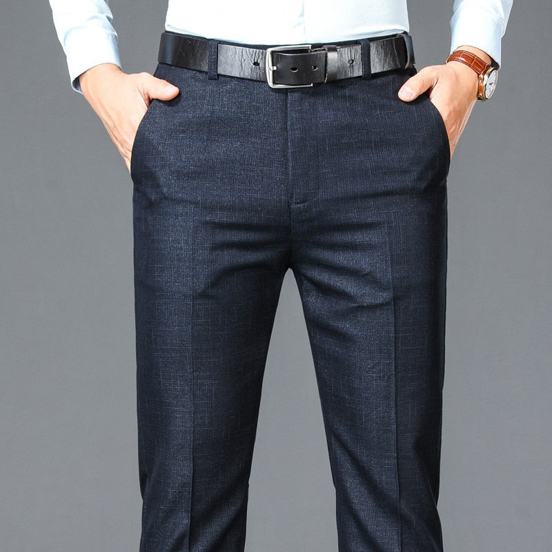 New Business Casual Suit Pants Men Solid High Waist Straight