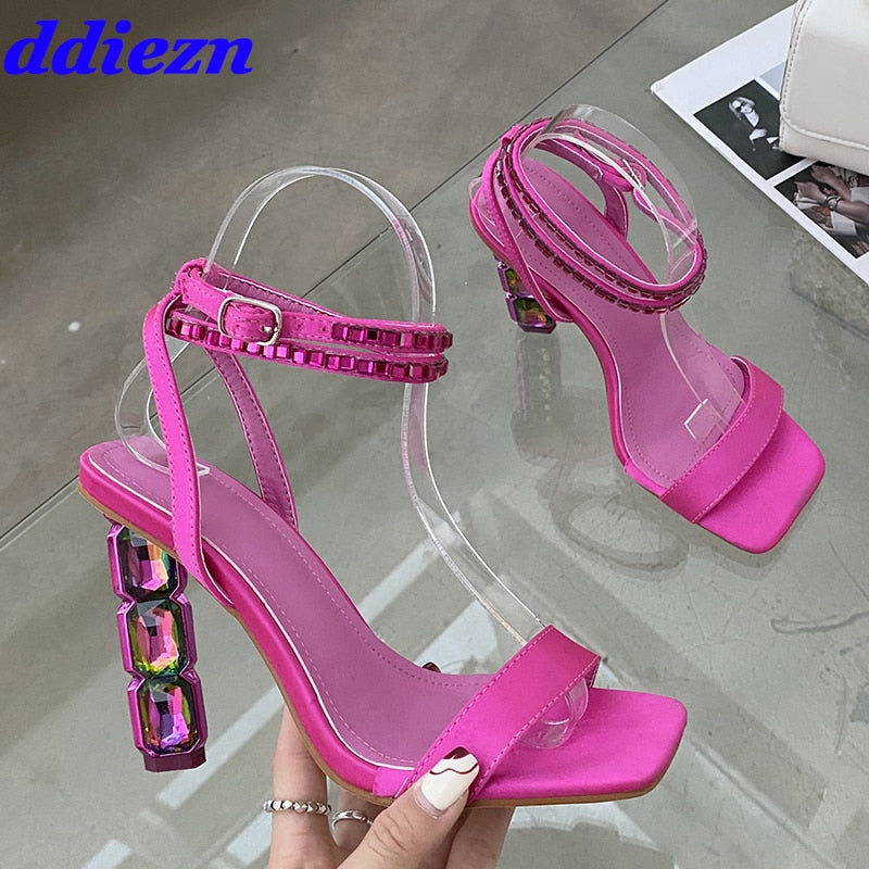 2023 New Women's High Heels Ins Hot Style Versatile Strap Women's Shoes  Special Price Thin Strap High Heels Sexy Super High Heels Square Toe  Women's Sandals Holiday Banquet Party Wedding (vamp Bow